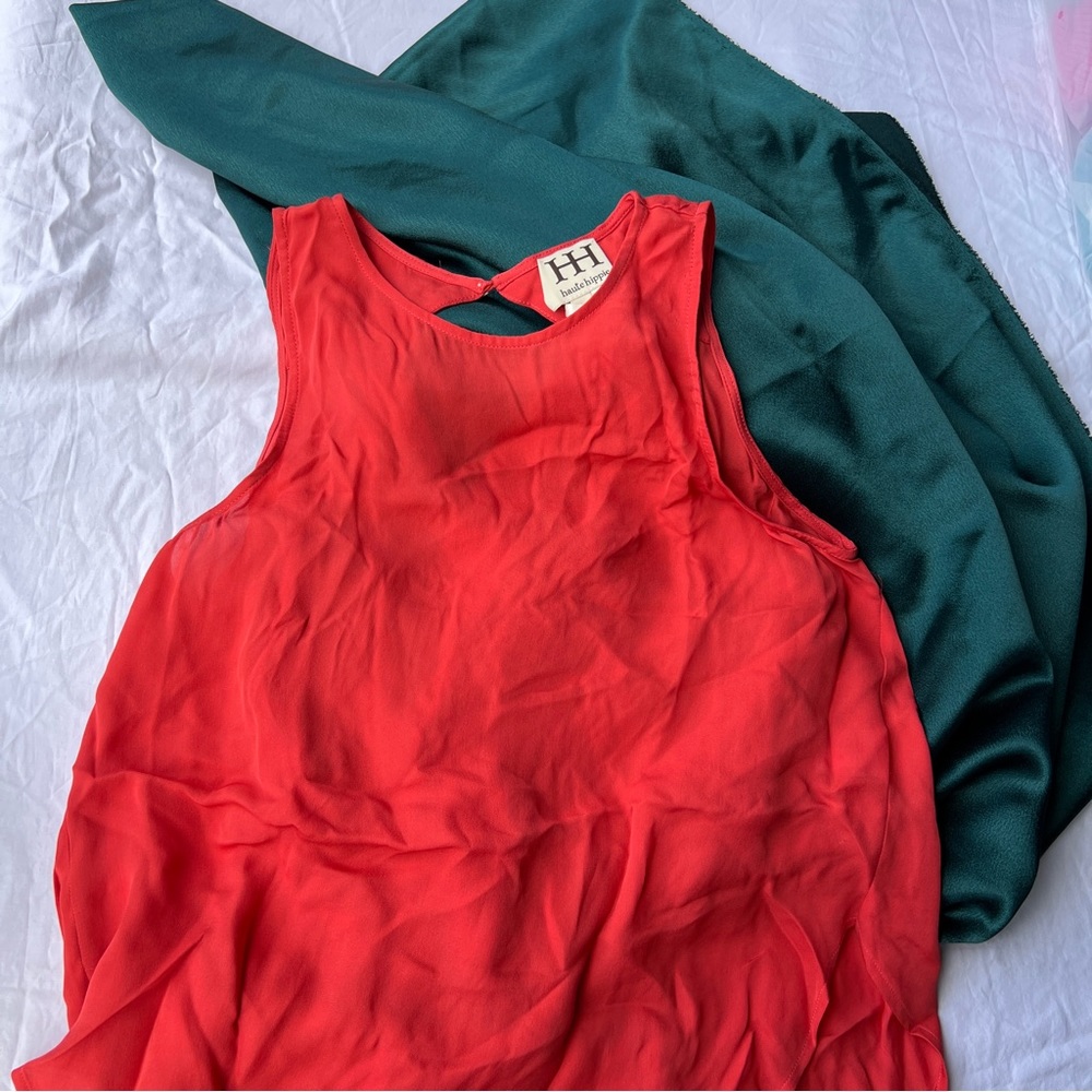 Haute Hippie Orange Sleeveless Blouse Women’s Size XS Exposed Back NEW WITH TAGS
